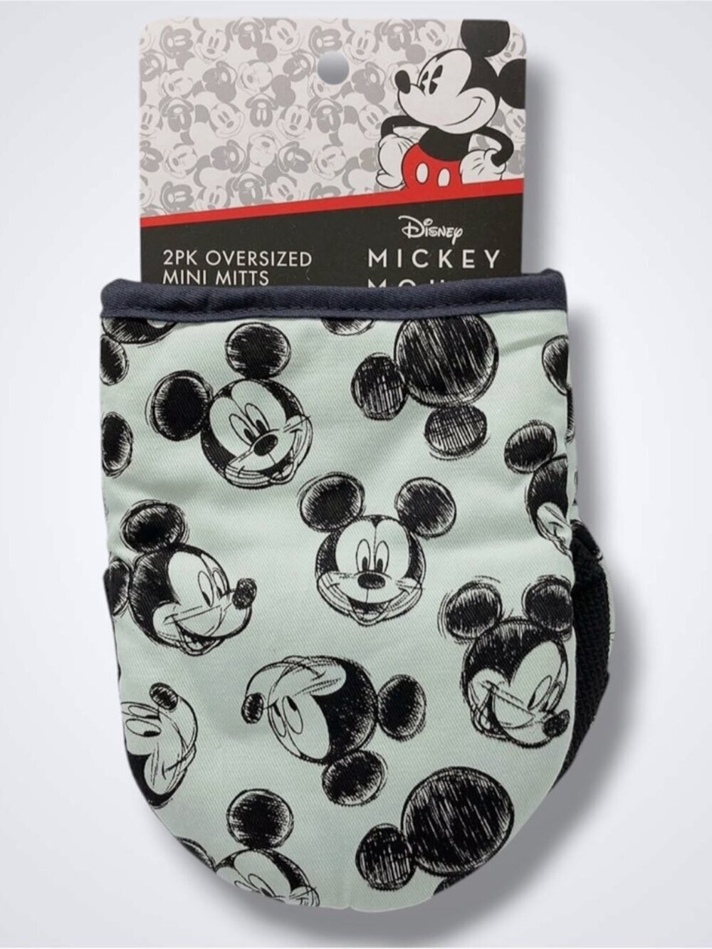 Disney Mickey Mouse Sketch Oven Mini Mitt 2 piece Set Green Black NEW